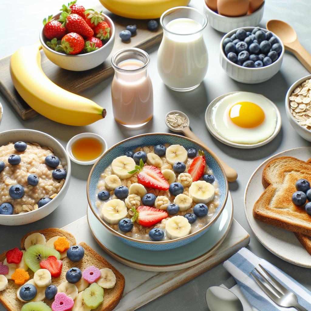 Ingredience potřebné pro zdravou a chutnou snídani pro 2,5leté dítě