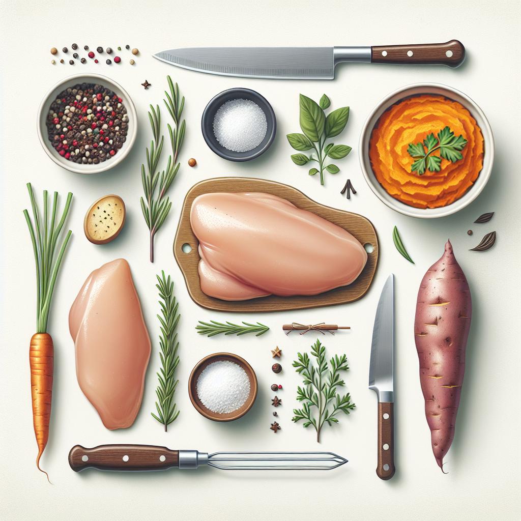 Složení potřebné pro Fitness večeře: Kuřecí prsa s batátovým pyré: Proteinová bomba