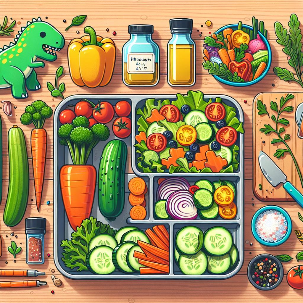 Ingredience potřebné pro Tescoma zdravé dózy: Barevný salát v dino krabičce pro děti