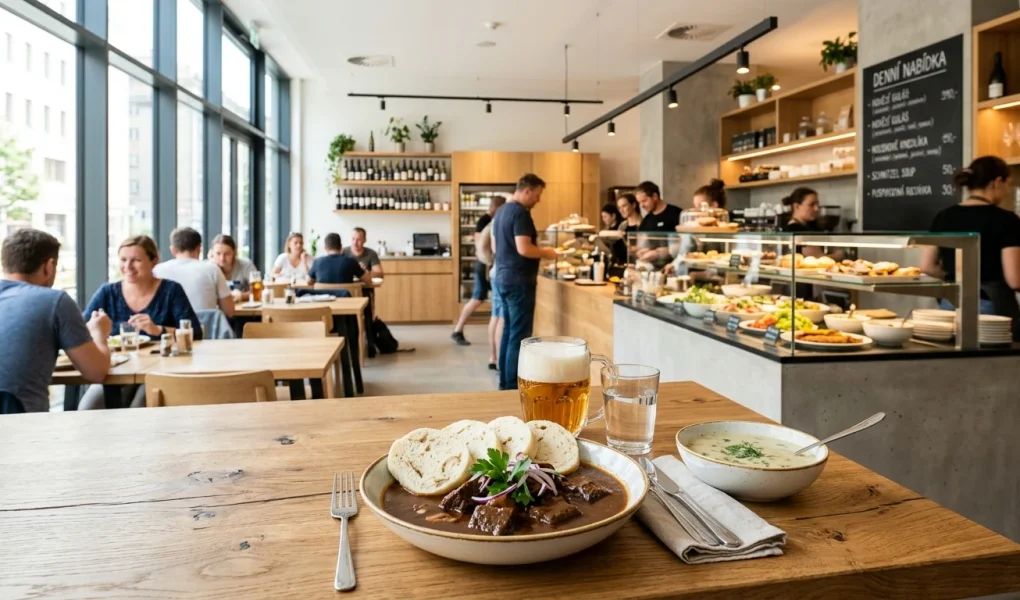 Jídelna Hlinky Brno: Poctivé polední menu a tradiční česká kuchyně 1 Interiér a polední výdej v Jídelně Hlinky v Brně